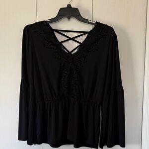 Maurice’s Black Lace-Trim Peplum Women's Top